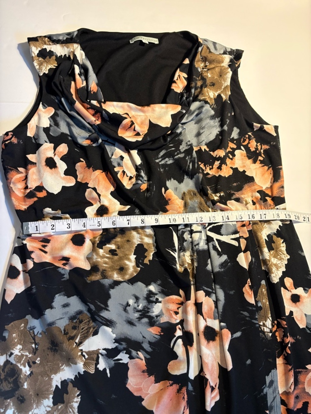 Cleo Black Floral Cowl Neck Midi Dress, Sz XXL. - Picture 10 of 14